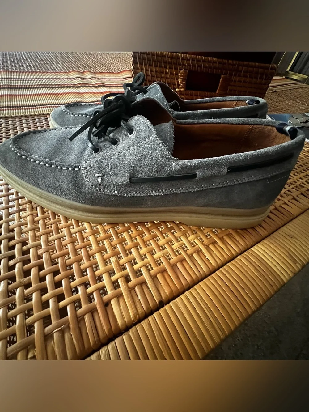 Ted Baker Men's Light Blue/ Gray Suede Cromer Boat Shoes. Size 10 1/2.